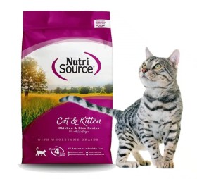 NutriSource para gatos y gatitos con sabor a pollo y arroz